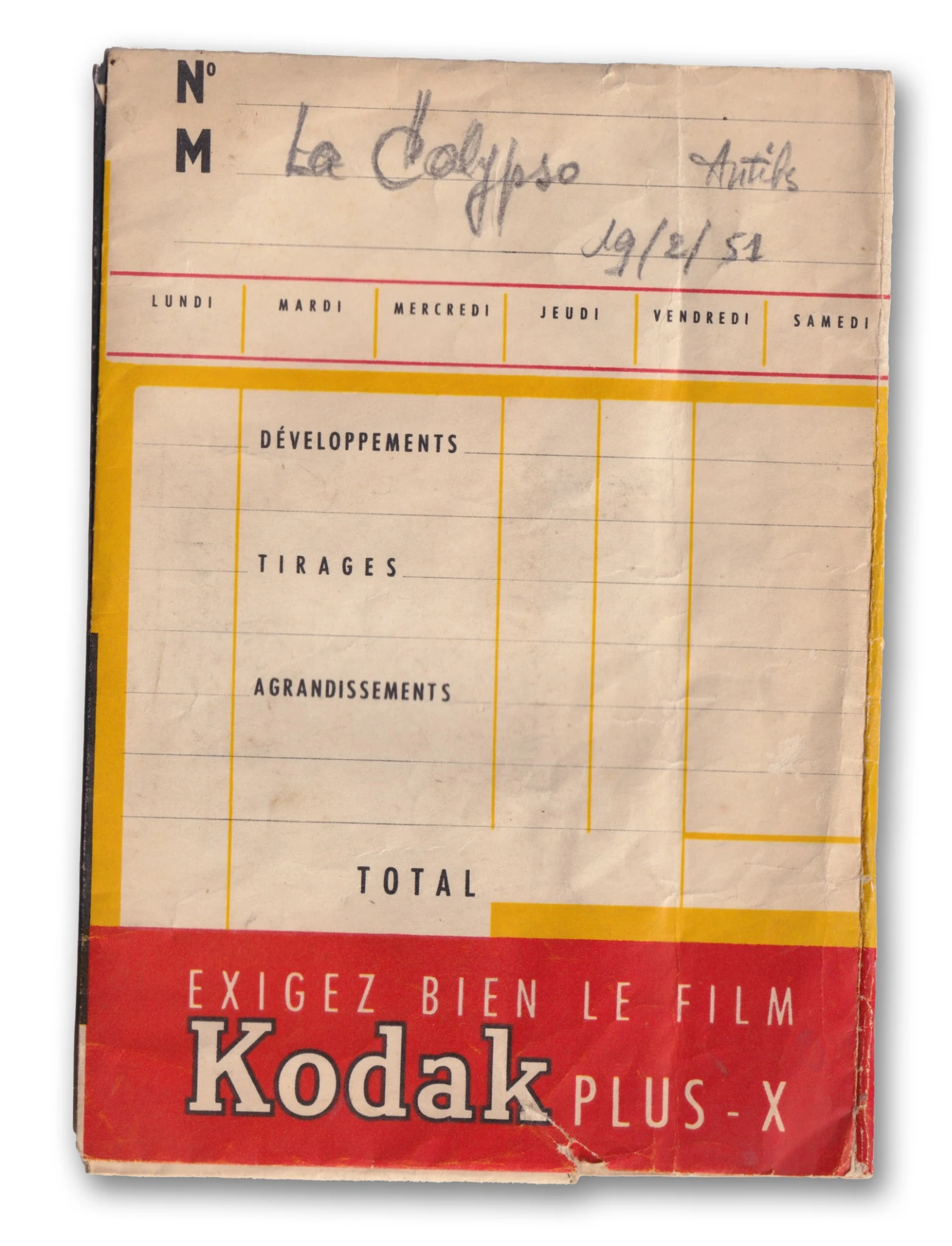Verso de la pochette Kodak des originaux