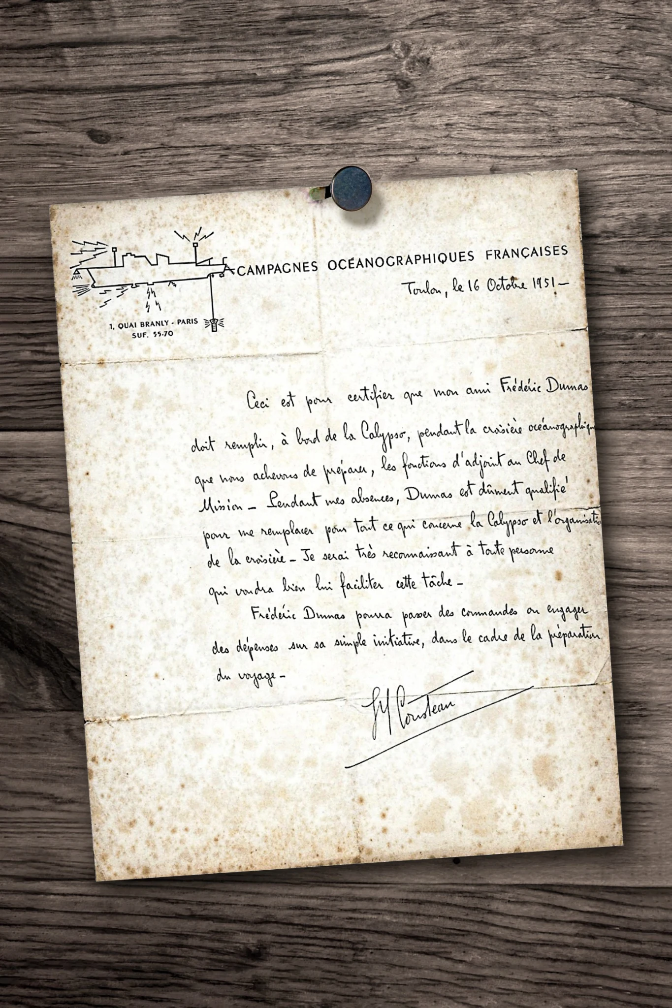 Manuscrit de Cousteau